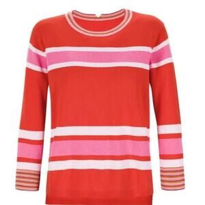Cabi Cadet Stripe Sweater Pink Orange (Sz XS)
